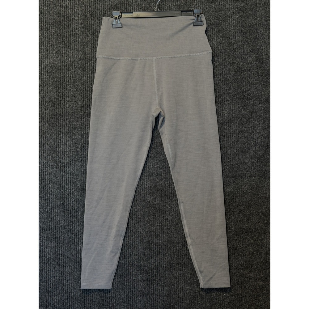 Beyond Yoga Womens XL Grey White Striped High Waisted Ribbed Leggings USA Made
